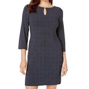 Lauren Ralph Lauren Women's Monahan Black Polka Dot Dress 3/4 Sleeve W/pockets